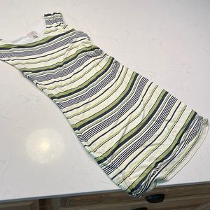 Loft dress M green and navy stripe side rouching